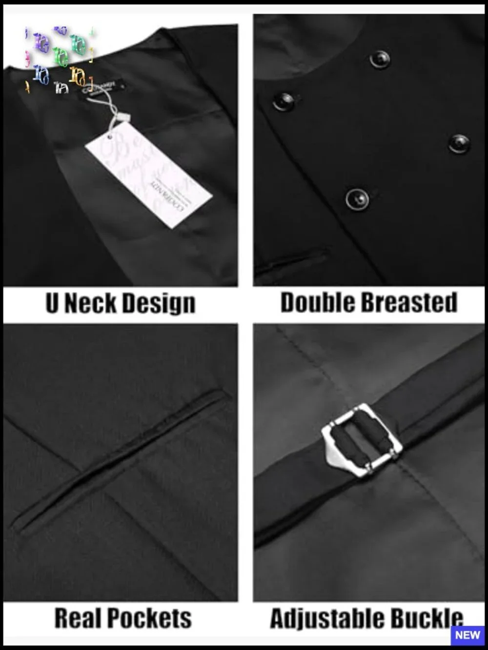 Slim Fit Double Breasted Dress Vest Formal Business Casual Waistcoat